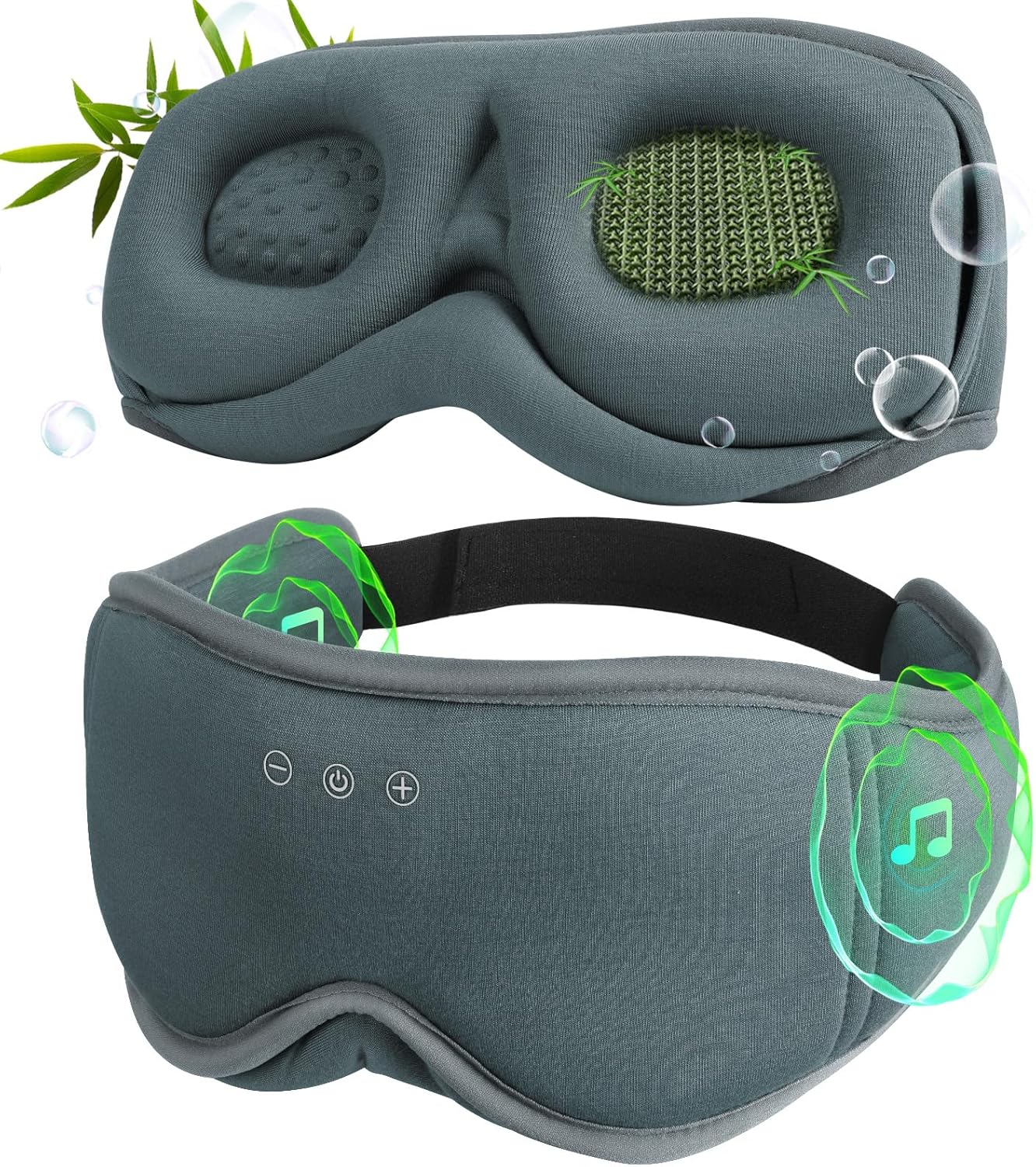 Sleep Mask with Headphones Bluetooth 5.4，LC-dolida 2025 New 3D Bluetooth Sleep Mask Headphones with Soft Bamboo Cotton for Side Sleepers Women Men, Sustainable Luxury for Better Sleep