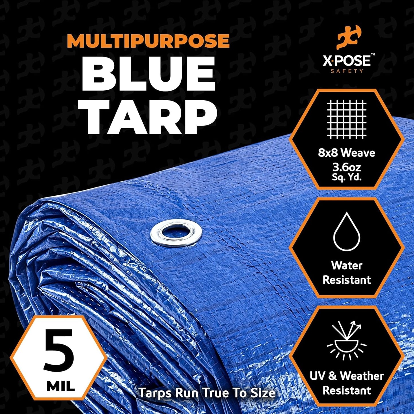 Better Blue Poly Tarp 20' x 35' - Multipurpose Protective Cover - Lightweight, Durable, Waterproof, Weather Proof - 5 Mil Thick Polyethylene - by Xpose Safety