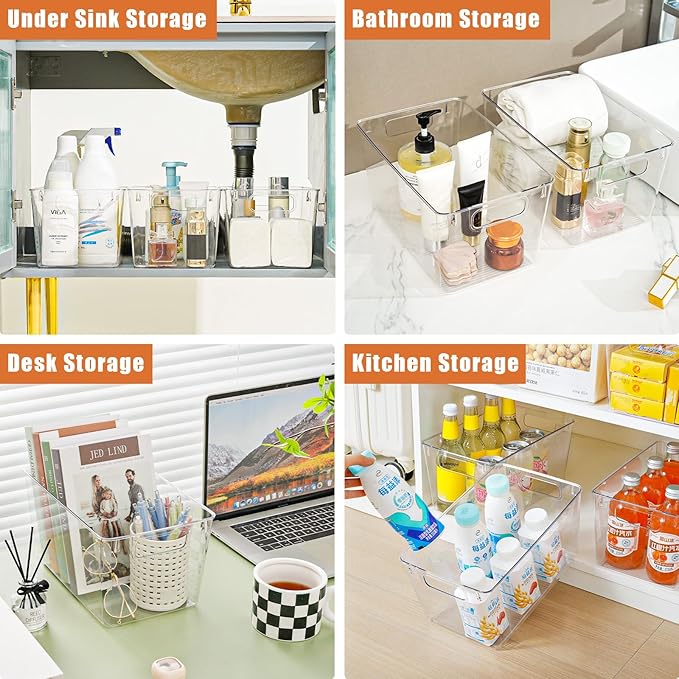 Freebat 6 Pack Large Clear Plastic Storage Bins, Plastic Containers - Image 8