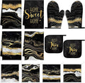 Bencailor 12 Pcs Marble Kitchen Decor and Accessories Sets 4 Black and Gold by Bencailor