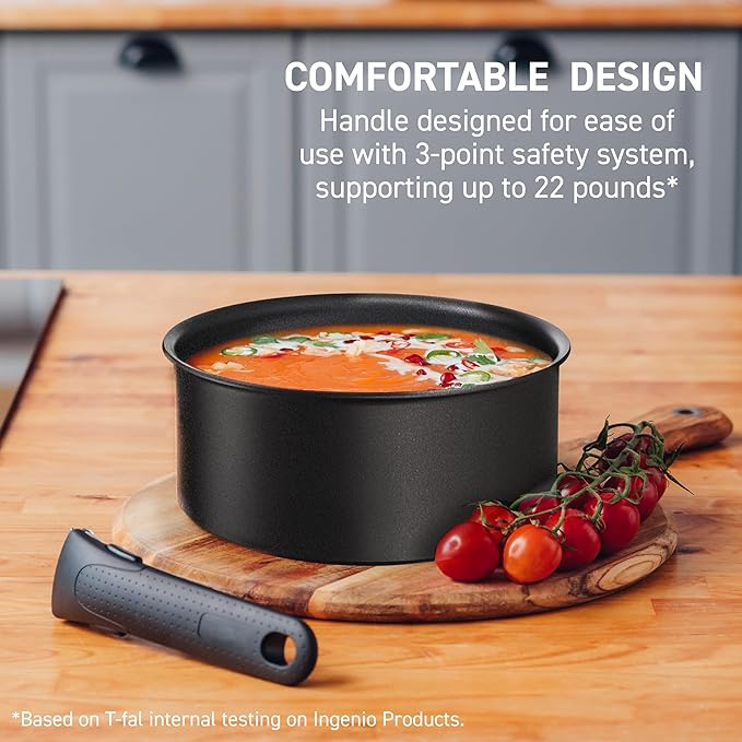 T-fal Ingenio Expertise Non Stick Cookware Set 10 Piece, Oven Broiler Safe 500F - Image 5