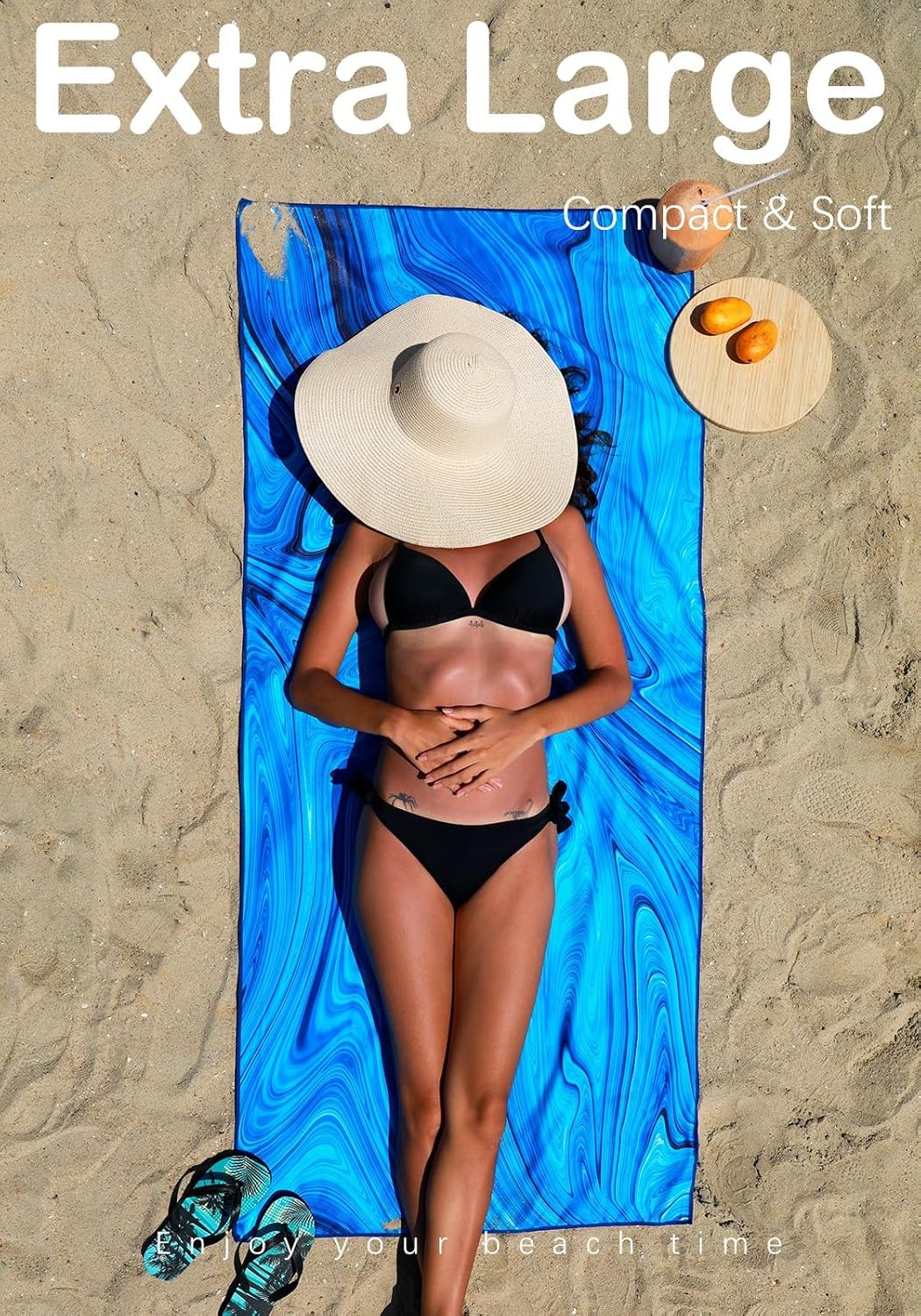 Microfiber Lightweight Beach Towel Sand Free Quick Dry Absorbent Thin Compact Towels for Swimming Pool Camping Beach Accessories Large Easy Pack Travel Things for Vacation Essentials Gift Adult