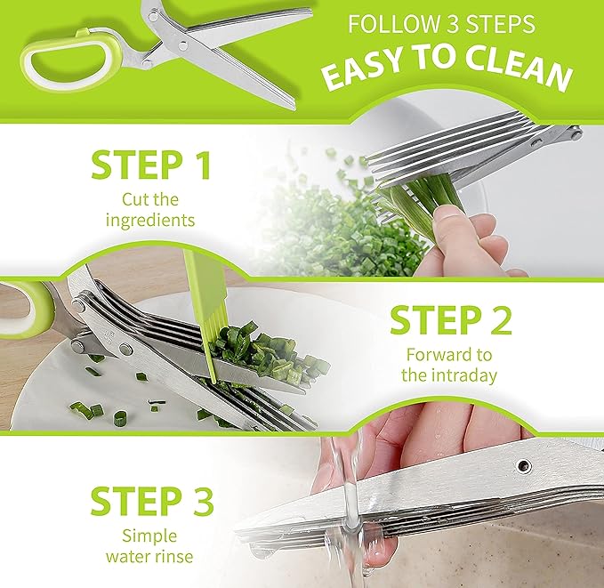 2-Pack Herb Scissors Set with 5 Blades & 3 Blades, Paper Shredding, with - Image 5