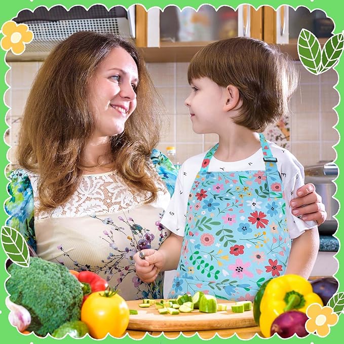 2 Pack Kids Apron, Cute Cooking Aprons, Waterproof Art Apron - Image 6