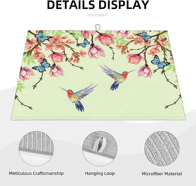 Bird Floral Flowers Dish Drying Mat - Image 4