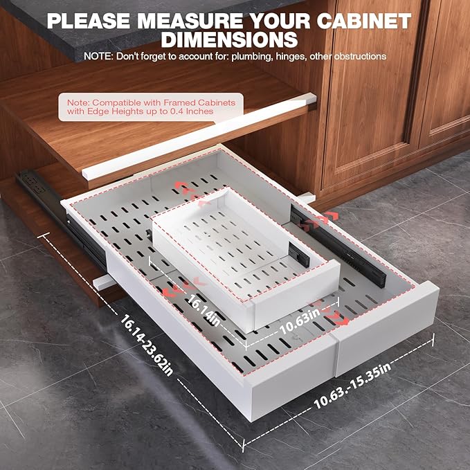 Seinloes 2 Pack Pull Out Cabinet Organizer Expandable Width and Depth, Slide - Image 5
