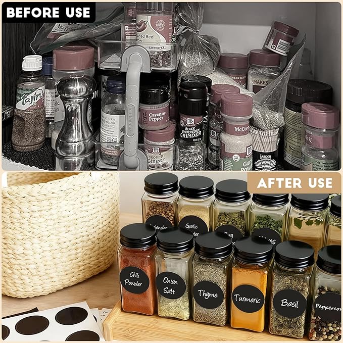 24Pcs Spice Jars with Label, 4oz Empty Square Seasoning Containers, Spice Jars - Image 4