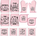 Bencailor 12 Pcs Farmhouse Kitchen Decorations Sets 8 Pink Black Kitchen Dish by Bencailor