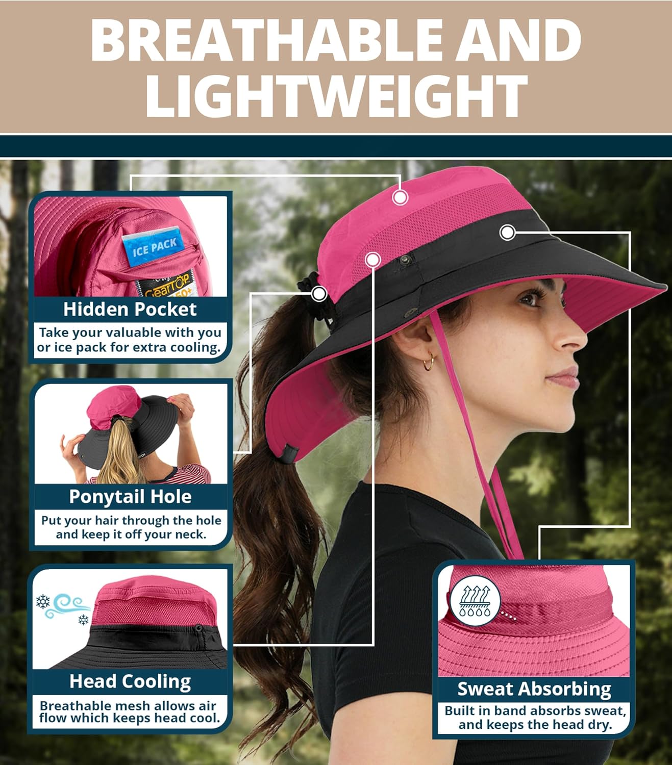 GearTOP Safari Sun Hat for Men and Sun Hats for Women UV Protection UPF 50+ Hiking, Gardening, Fishing