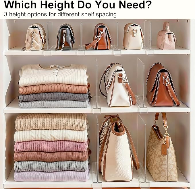 Shelf Dividers Purse Organizer for Closet: 6-inch Tall Acrylic Handbag Organizer - Image 8