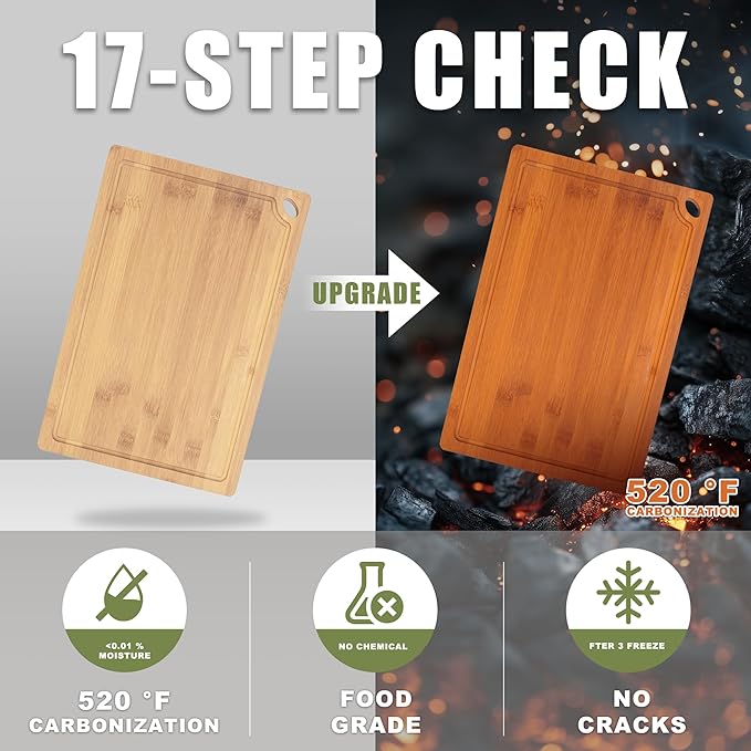 3-Piece Organic Bamboo Cutting Board Set - Image 5