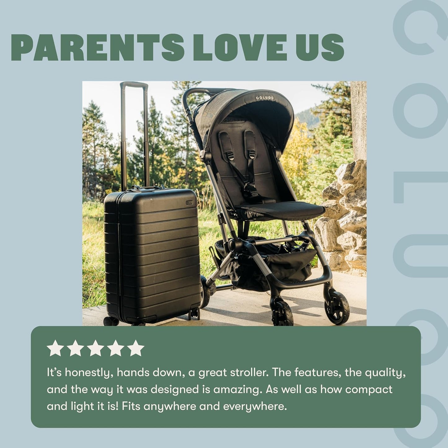 Colugo Navy Stroller - Lightweight, Compact, One Hand Fold, Travel Stroller with Rain Cover, Backpack and Cup Holder, JPMA Certified, UPF 50+ Canopy, 2 Seat Recline Positions, 16 lbs, Toddler