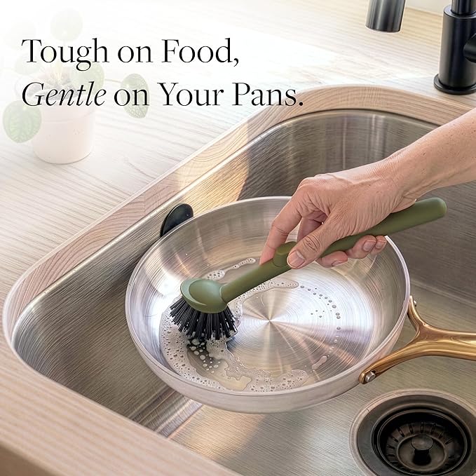 Earth & Mango Magnetic Dish Brush & Scraper, Snaps to Sink, Non-Scratch - Image 4