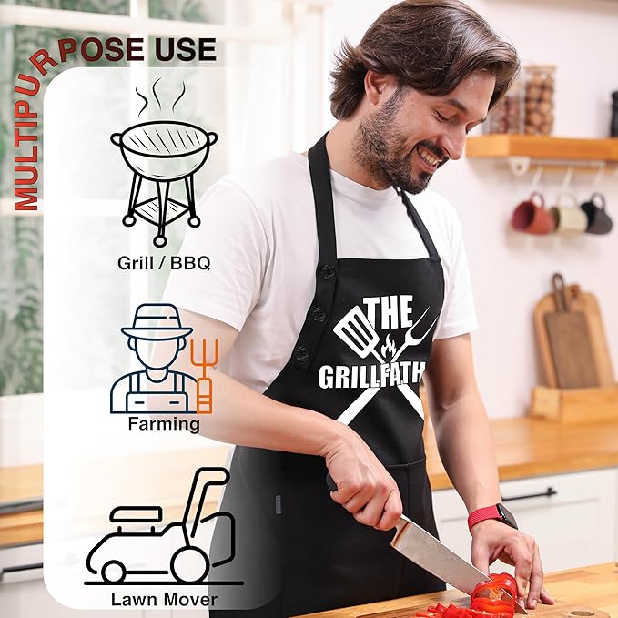 TOSHEX Funny Apron Waterdrop Resistant 100% Cotton Aprons - Image 3