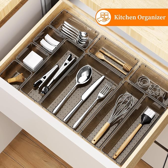 StorMiracle 32 PCS Clear Plastic Drawer Organizer Set, 4-Size vanity organizer - Image 7
