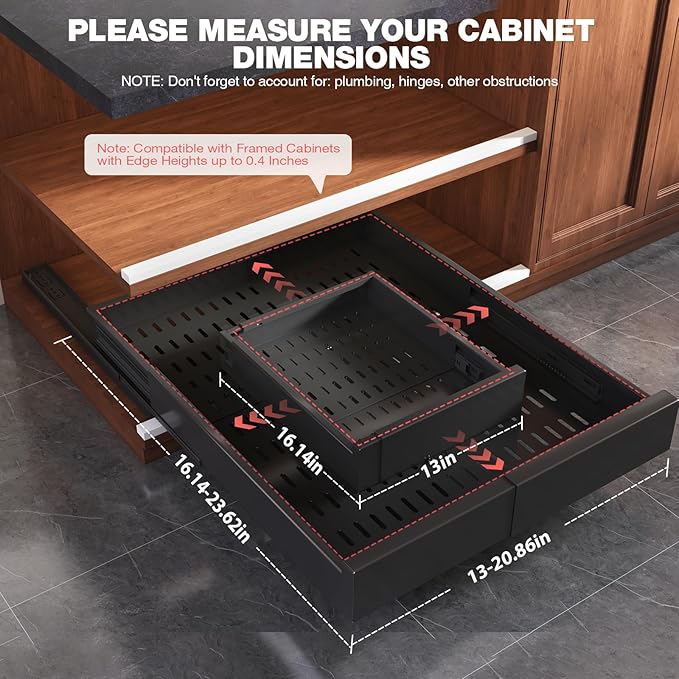 Seinloes 4 Pack Pull Out Cabinet Organizer Expandable Width and Depth, Slide - Image 5