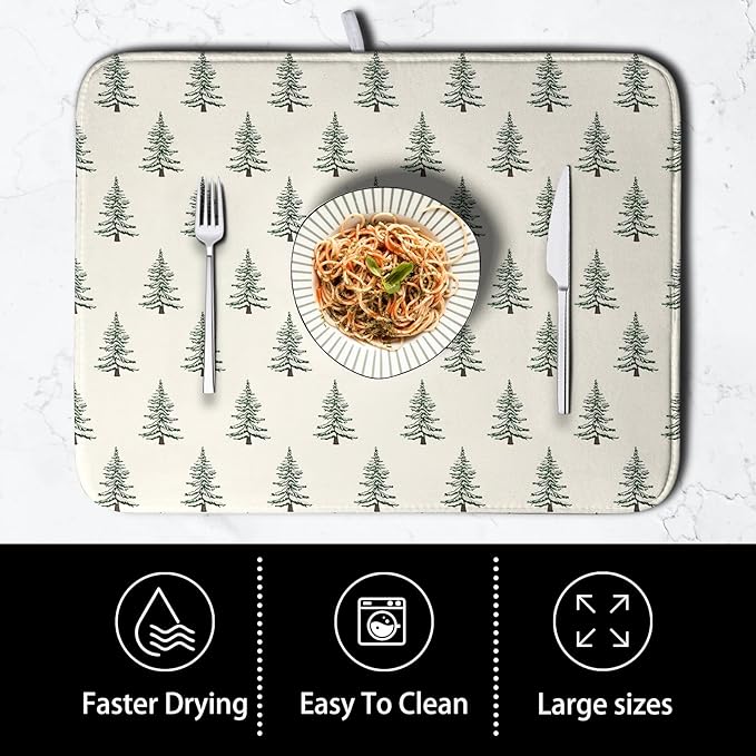 Christmas Tree Dish Drying Mat Winter Xmas Holiday Drying Mats Microfiber - Image 4