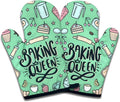 2 Pack Funny Baking Oven Mitts for Women, Baking Queen, Heat Resistant Silicone by Unknown