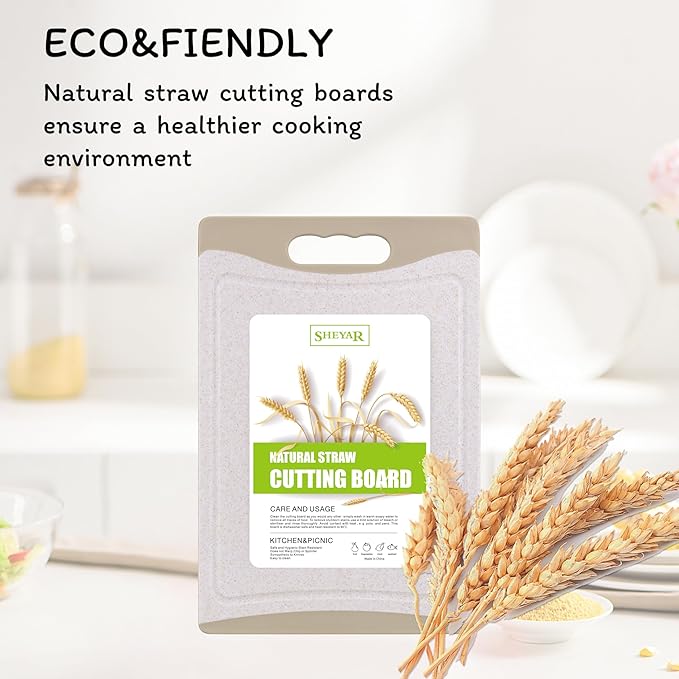 Cutting Board for Kitchen, Wheat Straw Fiber Cutting Board, Dish Washer Safe - Image 4