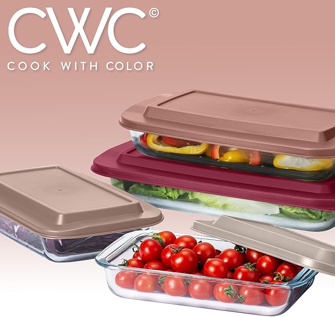 COOK WITH COLOR 8-Piece Deep Glass Baking Dish Set with Plastic Lids – - Image 9