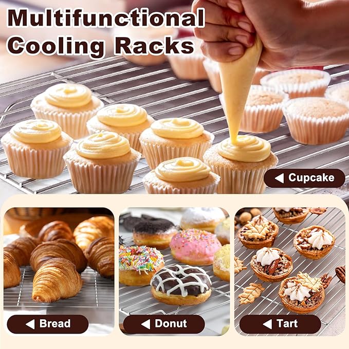 TeamFar Baking Sheet with Rack Set, 17.6/12.5/10.5 Inch Stainless Steel Cookie - Image 7