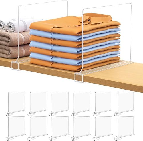 12 PCS Shelf Dividers for Closet Organization Acrylic Clear Closet Shelf by Aolloa