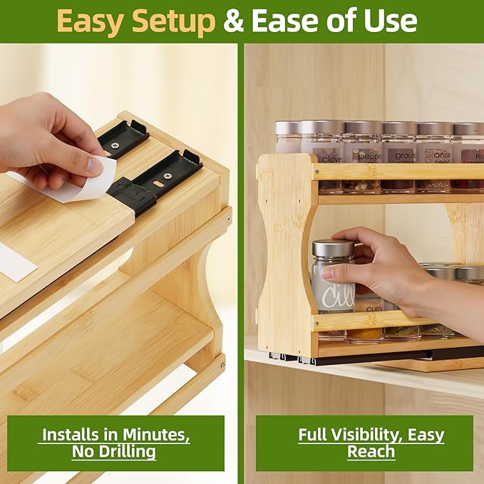BAMEOS Pull Out Spice Rack Organizer - Image 6