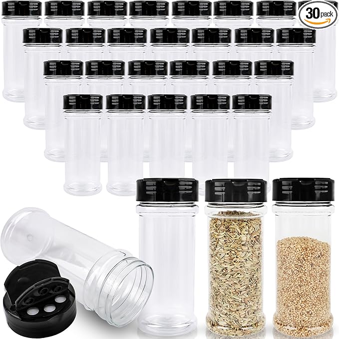 30 Pcs 6 oz Plastic Spice Jars by Conagel
