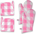 Buffalo Plaid Check Oven Mitts and Pot Holders Set, 100% Cotton, Heat Resistant by SoftopiaCotton