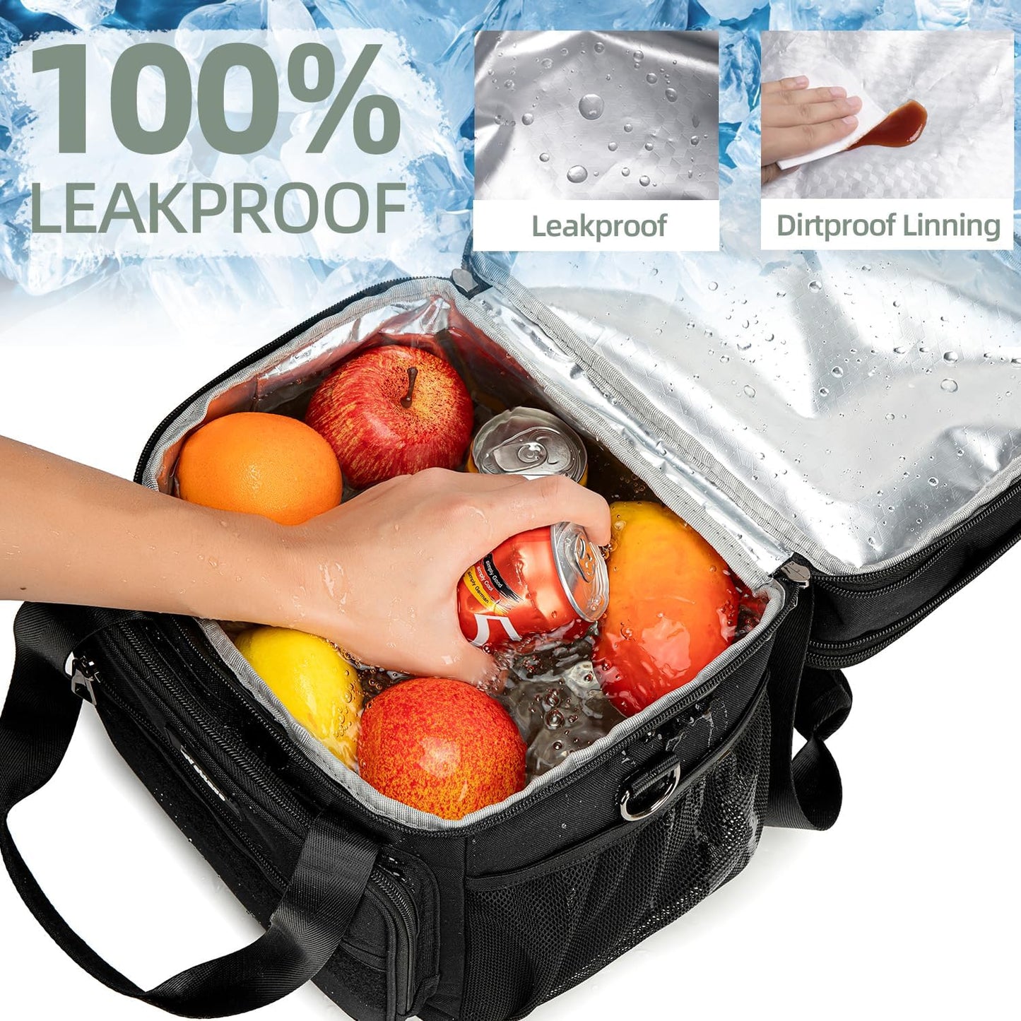 Weitars Lunch Box for Men Women Dual Compartment Lunch Box Heavy Duty Large Insulated Tactical Lunch Bag Durable Cooler Bag With Shoulder Strap for Adults Work Picnic Road Trip