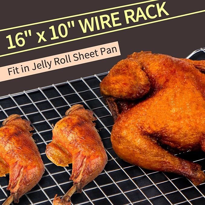 Cooling Rack for Baking, 16x10 Inches Baking Rack, Thick Wire Cookie Rack for - Image 3