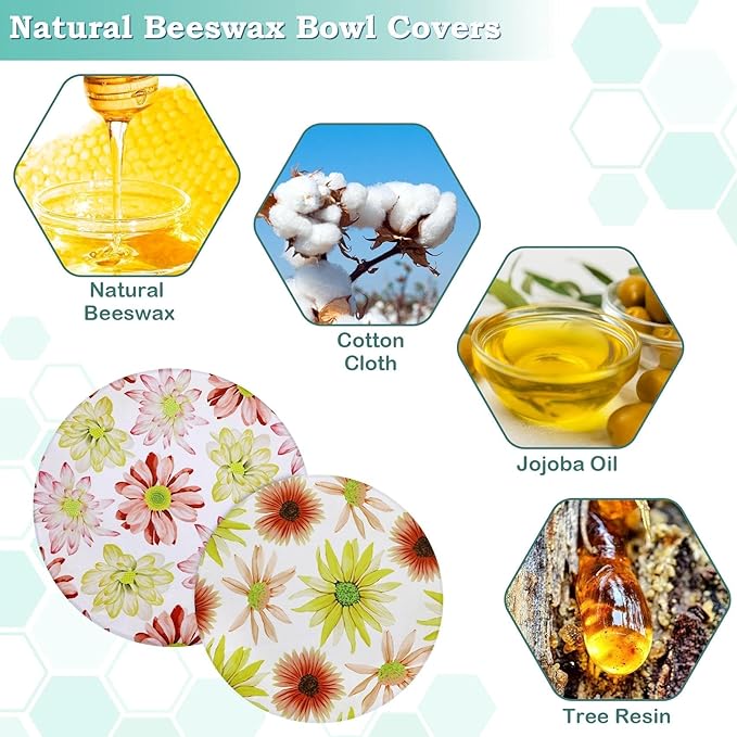 2 Large Reusable Beeswax Bowl Covers - Image 2