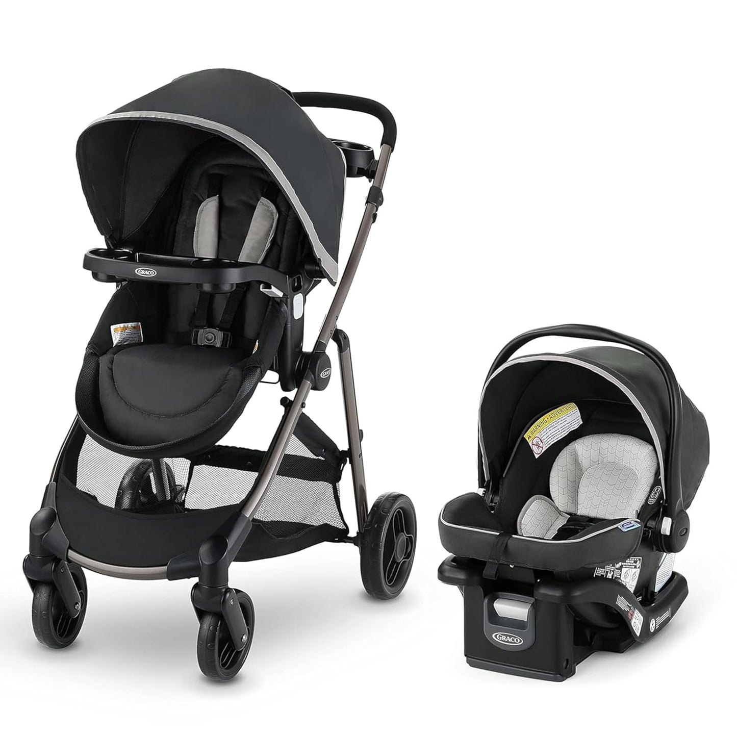 Graco Modes Pramette Travel System, 3-in1 Modular Carseat Stroller Combo, Infant Car Seat Carrier to Toddler Stroller, Includes the SnugRide Car Seat, Redmond