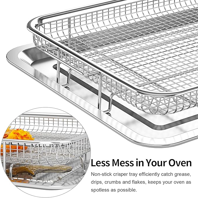 Air Fryer Basket for Oven, OPENICE 18.6" x 12.8" Air Fryer Basket and Tray Set - Image 5