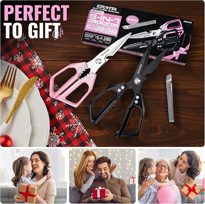 2PC 5-in-1 Multifunctional Heavy-Duty Korean Kitchen Scissors Set, All Purpose - Image 5