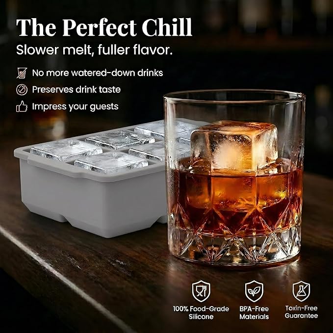 KitchFort Large Silicone Ice Cube Tray, Easy Release 2" Big Ice Cubes - Image 5