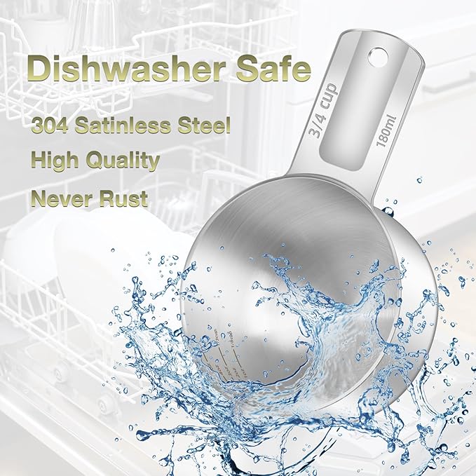 2PCS 3/4Cup Single Measuring Cup, Etched Inner Scale Stainless Steel Measure - Image 6