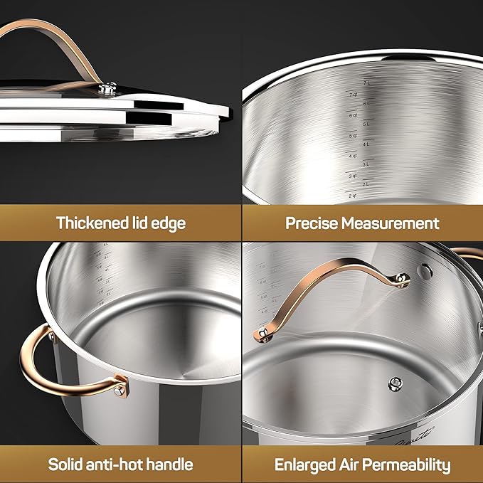 Ciwete 8 Quart Stock Pot, 3 Ply Whole Clad Stainless Steel Stock Pot, 8 QT - Image 5