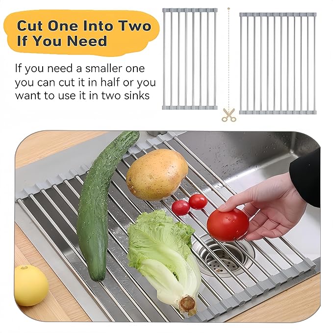 Roll Up Dish Drying Rack, 17.7" x 11.8" Over The Sink Dish Drying Rack - Image 4