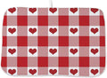 Happy Valentines Day Dish Drying Mat 18 x 24 inch Red Checkered Love Hearts by AEIOAE