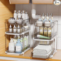Delamu 2 Pack 3-Tier Bathroom Under Sink Organizers and Storage, Pull Out Clear by DELAMU