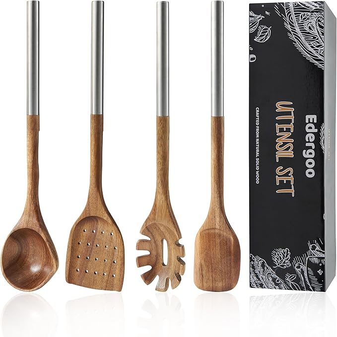 Edergoo 4 PCS Acacia Wood Cooking Utensils Set by Edergoo