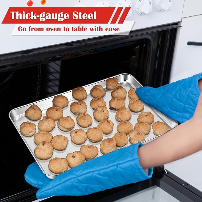 E-far Cookie Sheets Set of 3, 18”x13” Stainless Steel Baking Sheet Pans - Image 3