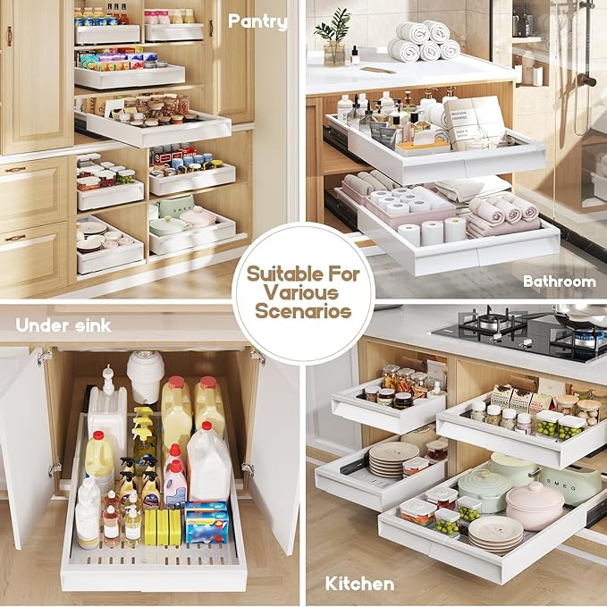 Seinloes 2 Pack Pull Out Cabinet Organizer - Image 7