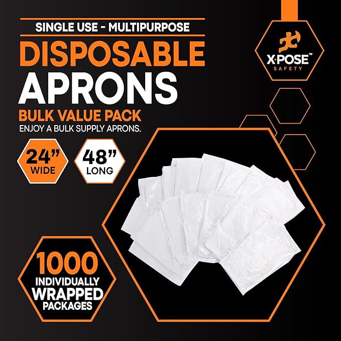 Xpose Safety 1000 White Plastic Disposable Aprons - Image 3
