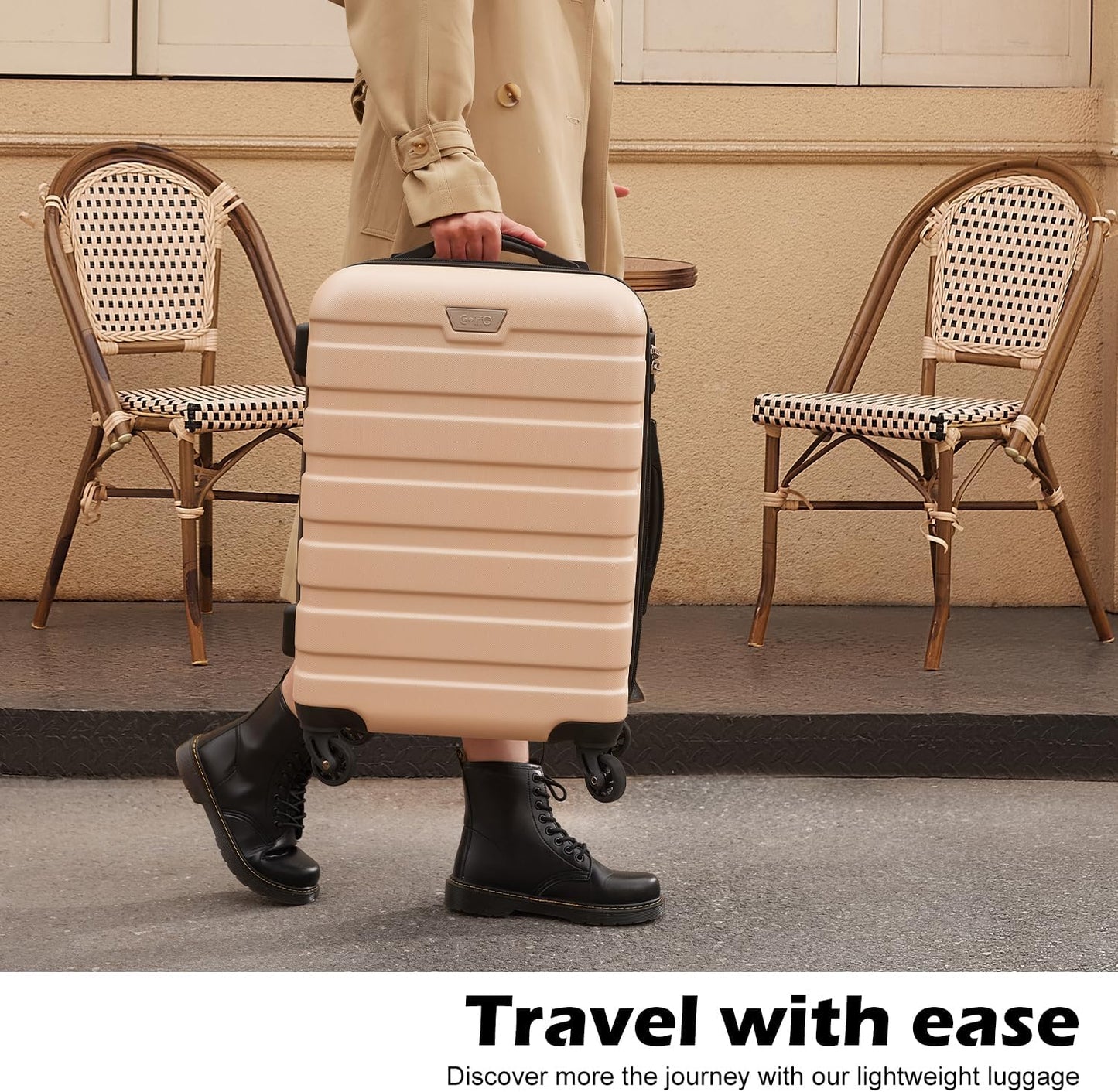 Coolife Luggage 3 Piece Set Suitcase Spinner Hardshell Lightweight TSA Lock (champagne new, 3 piece set(20in24in28in))
