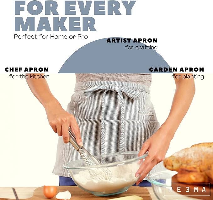 MEEMA Chef Waist Apron Cotton Fabric |Washable & Breathable Waitress & Server - Image 3