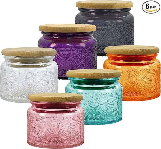 4 oz Glass Storage Jars with Airtight Bamboo Lids by LINGSHINE