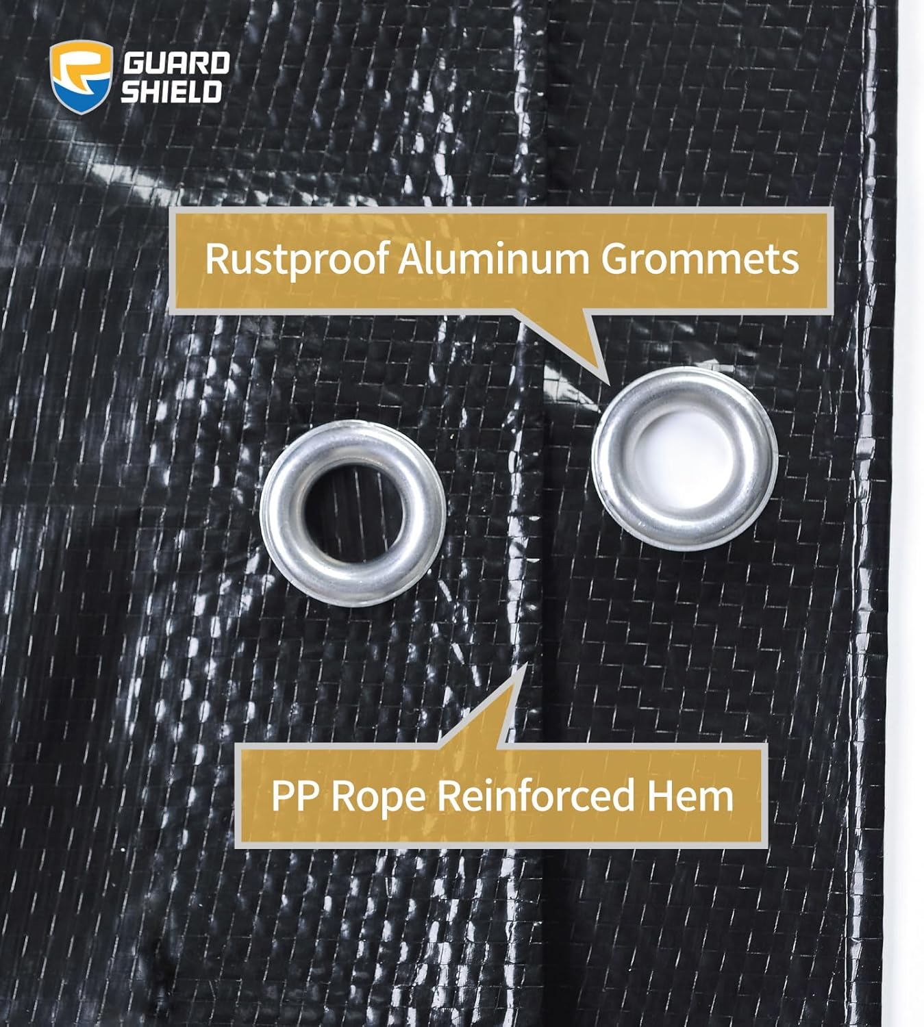 GUARD SHIELD Black Tarp 8x12 Feet Waterproof Tarps Lightweight Camping Tarp Outdoor Multi Purpose Poly Cover 6mil