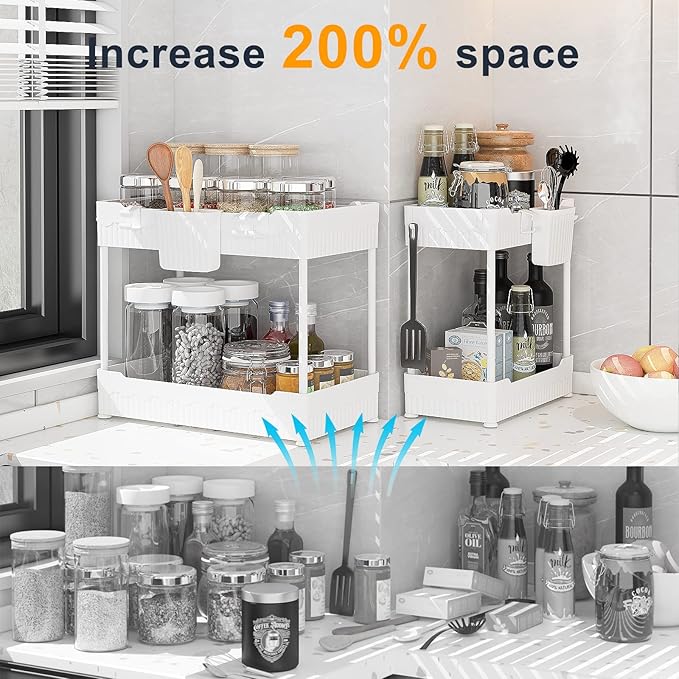 Sevenblue 2 Pack Under Sink Organizer, Under Bathroom Cabinet Organizer - Image 2